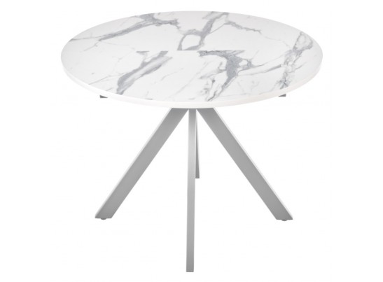Стол Rudolf круглый раскладной 100-130x100x75см, белый мрамор, белый в Каменске-Уральском