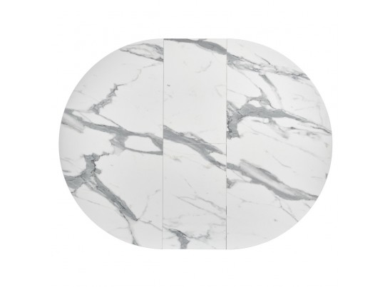 Стол Rudolf круглый раскладной 100-130x100x75см, белый мрамор, белый в Каменске-Уральском