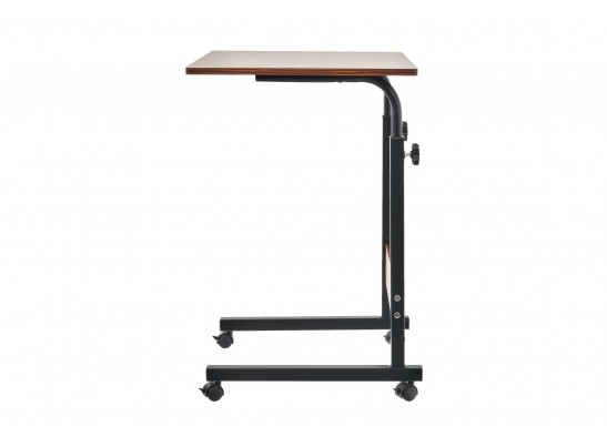 Стол многофункциональный на колесах, 60x40 см, «РОЛЛ», 2 ножки, регул.высота, мдф, металл, тёмн. дерево, черный в Каменске-Уральском