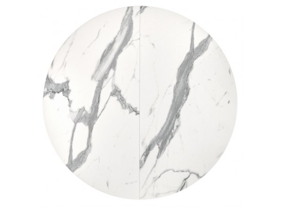 Стол Rudolf круглый раскладной 90-120x90x75см, белый мрамор, чёрный в Каменске-Уральском