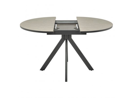 Стол Rudolf круглый раскладной 100-130x100x75см, Бетон слюда, чёрный в Каменске-Уральском