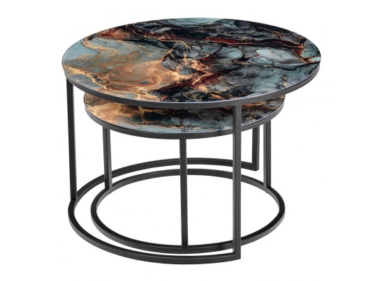 Набор кофейных столиков Tango космический с чёрными ножками, 2шт в Каменске-Уральском