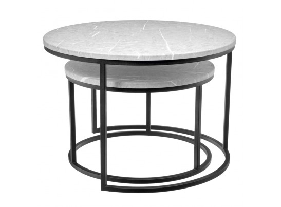 Набор кофейных столиков Tango светло-серый мрамор с чёрными ножками, 2шт в Каменске-Уральском