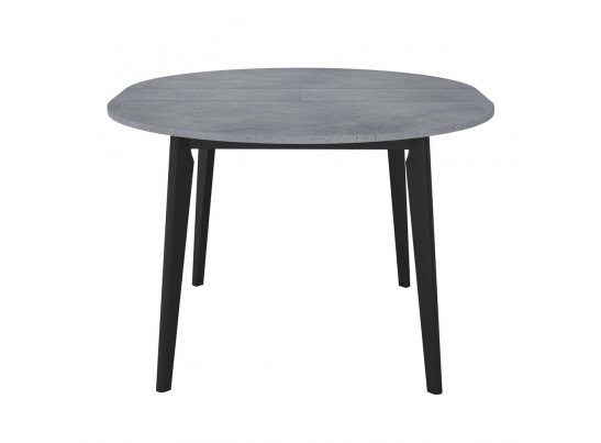 Стол Oslo круглый раскладной 110-140x110x75см, Бетон Портленд, чёрный в Каменске-Уральском