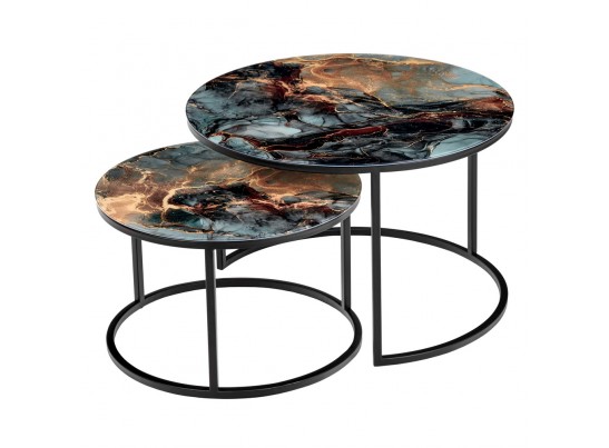 Набор кофейных столиков Tango космический с чёрными ножками, 2шт в Каменске-Уральском