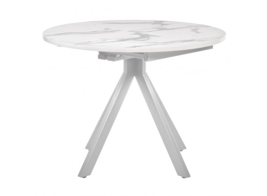 Стол Rudolf круглый раскладной 100-130x100x75см, белый мрамор, белый в Каменске-Уральском