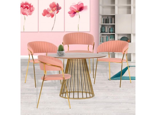 Стул Turin светло-розовая рогожка с золотыми ножками в Каменске-Уральском