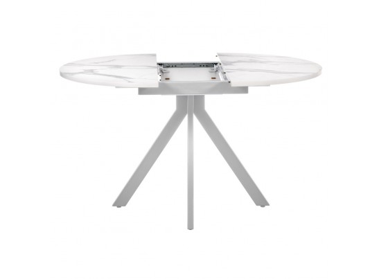 Стол Rudolf круглый раскладной 100-130x100x75см, белый мрамор, белый в Каменске-Уральском