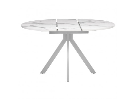 Стол Rudolf круглый раскладной 100-130x100x75см, белый мрамор, белый в Каменске-Уральском