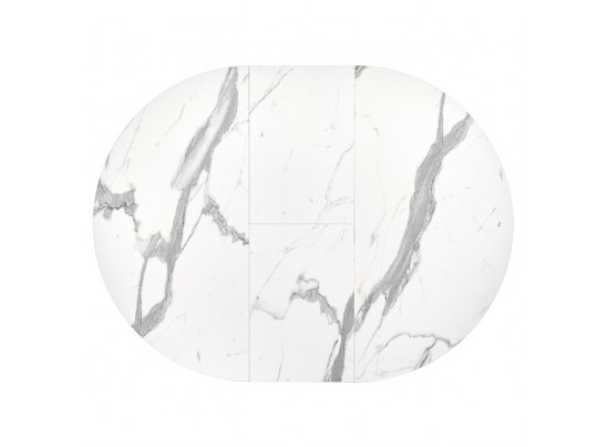 Стол Rudolf круглый раскладной 90-120x90x75см, белый мрамор, чёрный в Каменске-Уральском