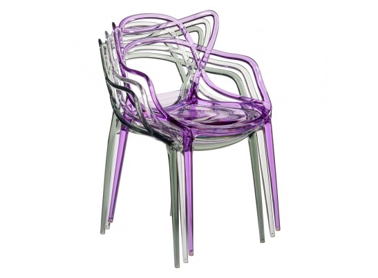 Комплект из 4-х стульев Masters прозрачный серый в Каменске-Уральском