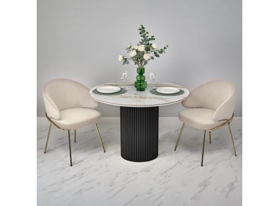 Стол Aura D110, керамогранит Calacatte gold мрамор, чёрный в Каменске-Уральском