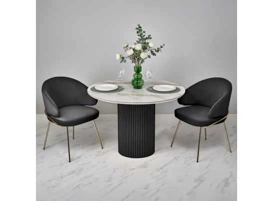 Стол Aura D110, керамогранит Calacatte gold мрамор, чёрный в Каменске-Уральском