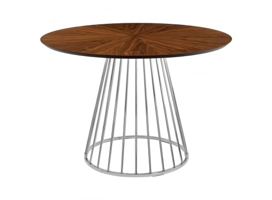 Стол Liverpool диам.110см, шпон орех лучевой набор, с хромированными ножками в Каменске-Уральском