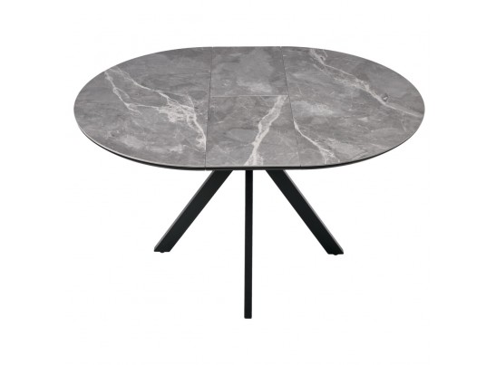 Стол Rudolf круглый раскладной 100-130x100x75см, серый керамогранит, черный в Каменске-Уральском