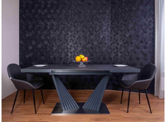 Стол раздвижной ASTRA 140-190x80х80см, керамогранит, сталь, антрацит в Каменске-Уральском