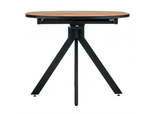 Стол Rudolf круглый раскладной 90-120x90x75см, Дуб Вотан, чёрный в Каменске-Уральском