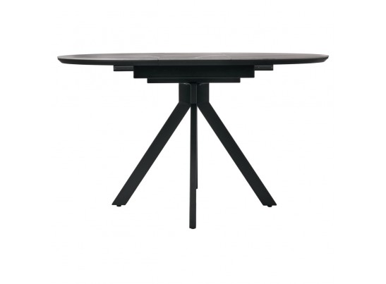 Стол Rudolf круглый раскладной 100-130x100x75см, серый керамогранит, черный в Каменске-Уральском