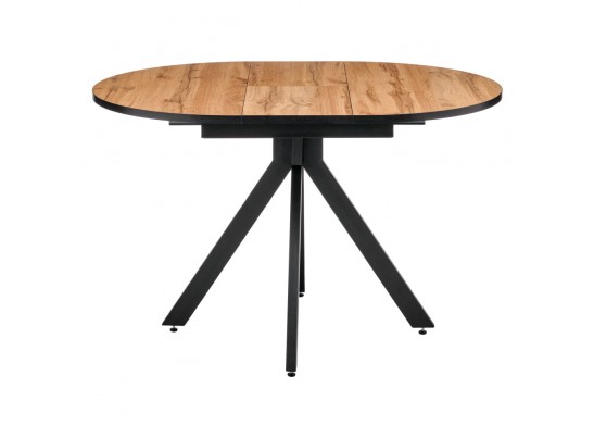 Стол Rudolf круглый раскладной 90-120x90x75см, Дуб Вотан, чёрный в Каменске-Уральском