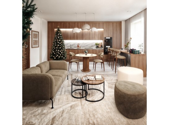 Стул полубарный Lucas светло-серый букле, ножки цвета орех в Каменске-Уральском