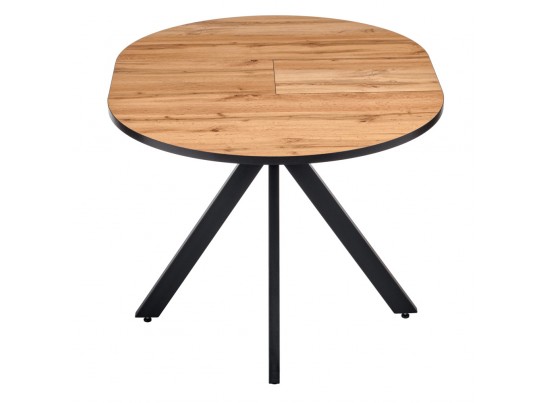 Стол Rudolf круглый раскладной 90-120x90x75см, Дуб Вотан, чёрный в Каменске-Уральском