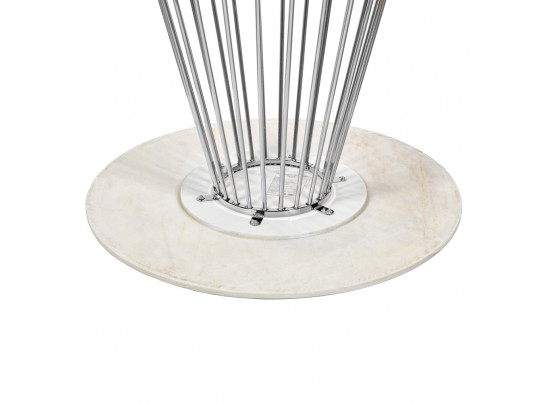 Стол Liverpool диам.100см, керамогранит белый мрамор с хромированными ножками в Каменске-Уральском