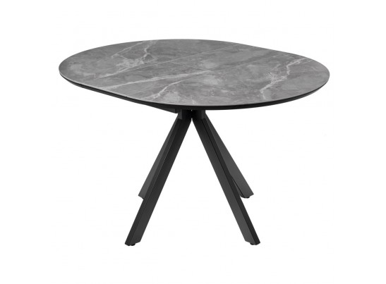 Стол Rudolf круглый раскладной 100-130x100x75см, серый керамогранит, черный в Каменске-Уральском