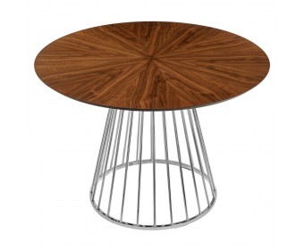 Стол Liverpool диам.110см, шпон орех лучевой набор, с хромированными ножками