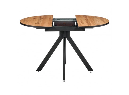 Стол Rudolf круглый раскладной 90-120x90x75см, Дуб Вотан, чёрный в Каменске-Уральском