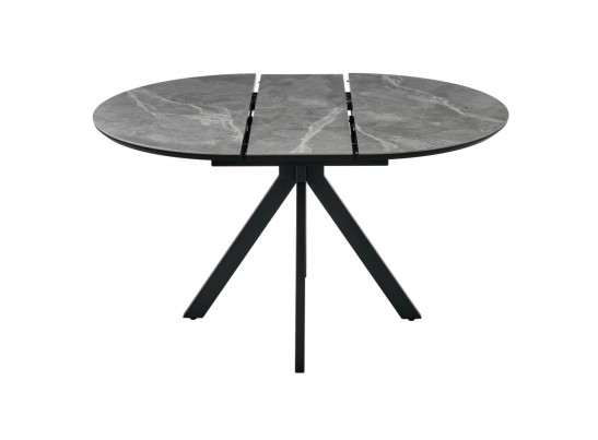 Стол Rudolf круглый раскладной 100-130x100x75см, серый керамогранит, черный в Каменске-Уральском