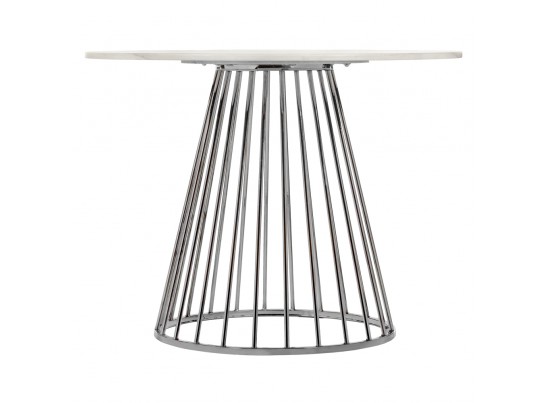 Стол Liverpool диам.100см, керамогранит белый мрамор с хромированными ножками в Каменске-Уральском