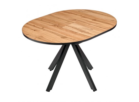 Стол Rudolf круглый раскладной 90-120x90x75см, Дуб Вотан, чёрный в Каменске-Уральском