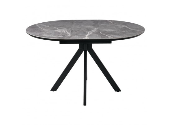 Стол Rudolf круглый раскладной 100-130x100x75см, серый керамогранит, черный в Каменске-Уральском