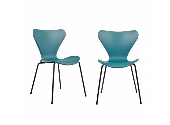 Комплект из 2-х стульев Seven Style голубой с чёрными ножками в Каменске-Уральском