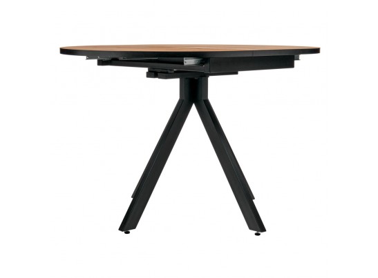 Стол Rudolf круглый раскладной 90-120x90x75см, Дуб Вотан, чёрный в Каменске-Уральском