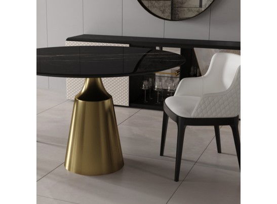 Стол Yoda диам.100см, керамогранит чёрный мрамор в Каменске-Уральском