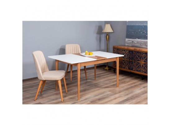 Стол Splash раскладной 125-155x85x75см, Белый, орех миланский, орех миланский в Каменске-Уральском