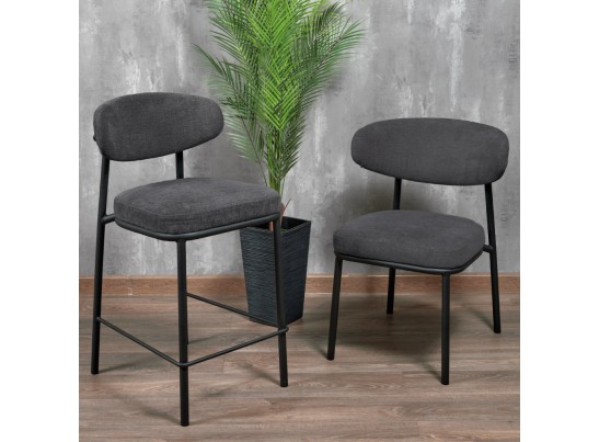 Стул полубарный Lucas 2 серый шенилл с чёрными ножками в Каменске-Уральском