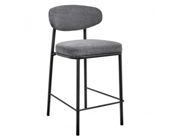 Стул полубарный Lucas 2 серый шенилл с чёрными ножками