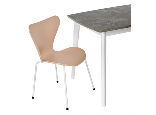 Стол Oslo раскладной 100-130x80x76см, Мрамор Сиена, белый в Каменске-Уральском