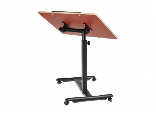 Стол многофункциональный на колёсах, 60x40 см, «РОЛЛИНГ»1 ножка, регул.высота, наклон столешницы, ограничит., мдф, металл, св.дерево, черный в Каменске-Уральском