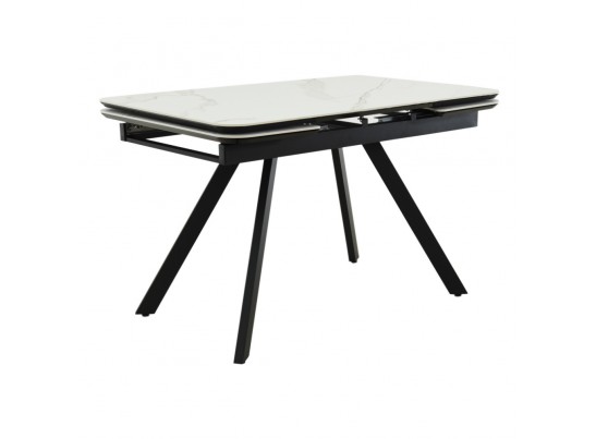 Стол Arthur раскладной 120-184x80x75см, керамогранит белый мрамор Greys White, чёрный в Каменске-Уральском