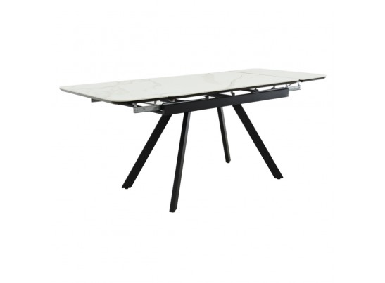 Стол Arthur раскладной 120-184x80x75см, керамогранит белый мрамор Greys White, чёрный в Каменске-Уральском