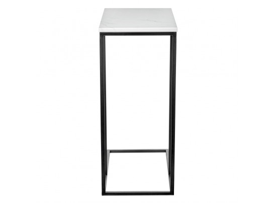 Придиванный столик Loft 50x30см, белый мрамор с черными ножками в Каменске-Уральском
