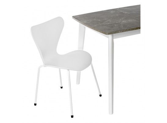 Стол Oslo раскладной 100-130x80x76см, Мрамор Сиена, белый в Каменске-Уральском