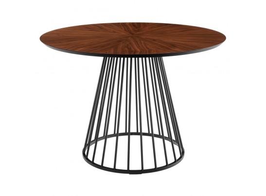 Стол Liverpool диам.110см, шпон орех лучевой набор, с чёрными ножками в Каменске-Уральском