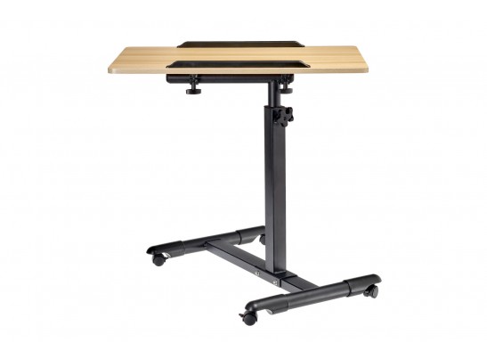 Стол многофункциональный на колёсах, 60x40 см, «РОЛЛИНГ»1 ножка, регул.высота, наклон столешницы, ограничит., мдф, металл, св.дерево, черный в Каменске-Уральском