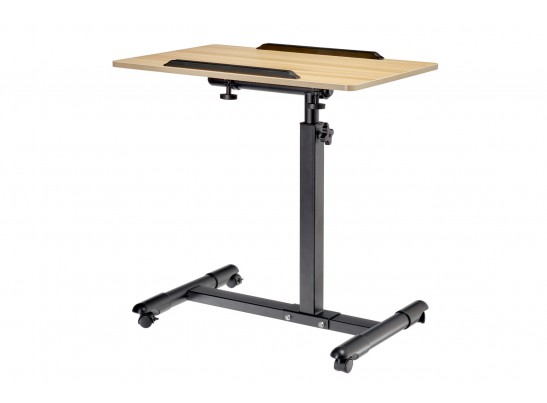Стол многофункциональный на колёсах, 60x40 см, «РОЛЛИНГ»1 ножка, регул.высота, наклон столешницы, ограничит., мдф, металл, св.дерево, черный в Каменске-Уральском