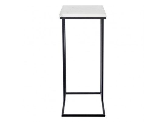 Придиванный столик Loft 50x30см, белый мрамор с черными ножками в Каменске-Уральском