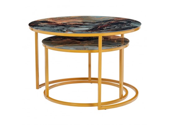 Набор кофейных столиков Tango космический с ножками матовое золото, 2шт в Каменске-Уральском